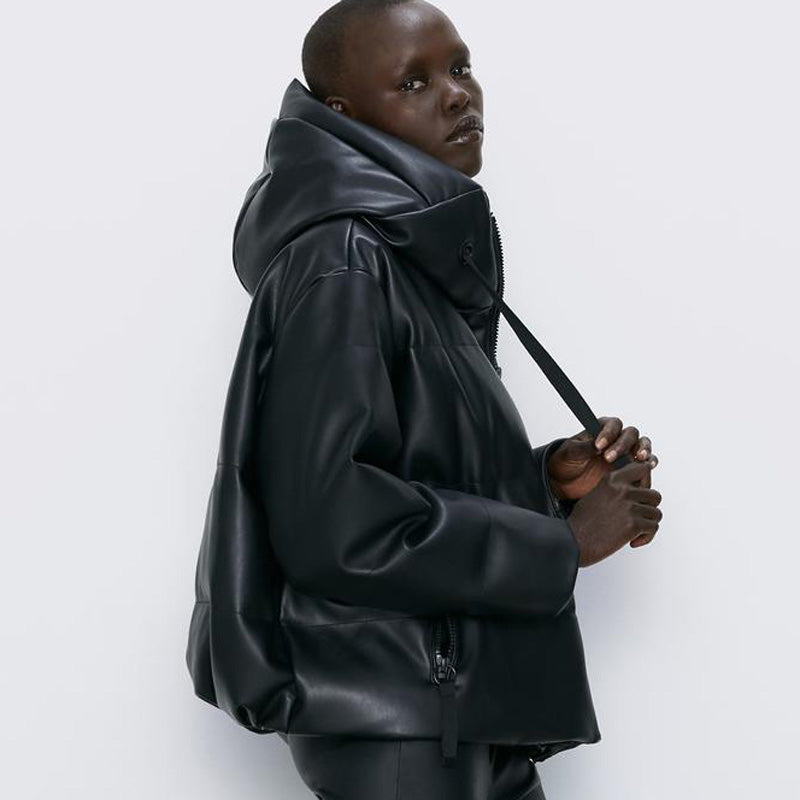 Blogger Favorite Hooded Faux Leather Parkas