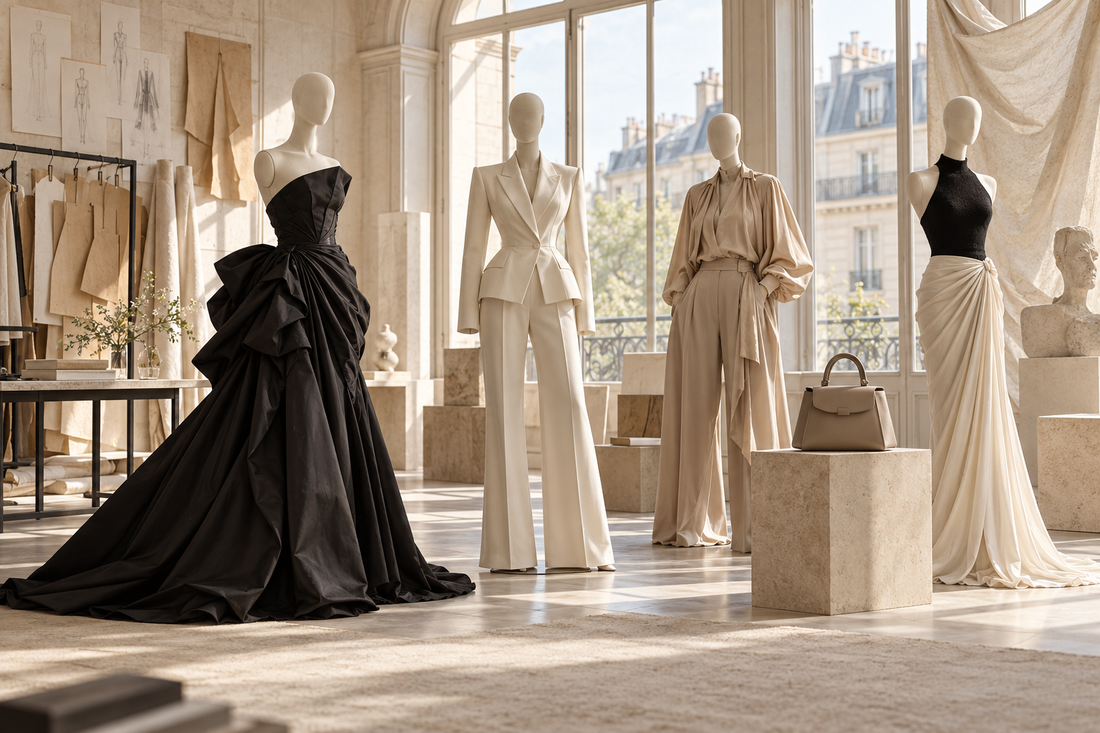Original Paris atelier concept showing sculpted tailoring and fluid modern wardrobe pieces