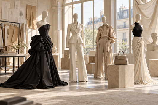 Original Paris atelier concept showing sculpted tailoring and fluid modern wardrobe pieces