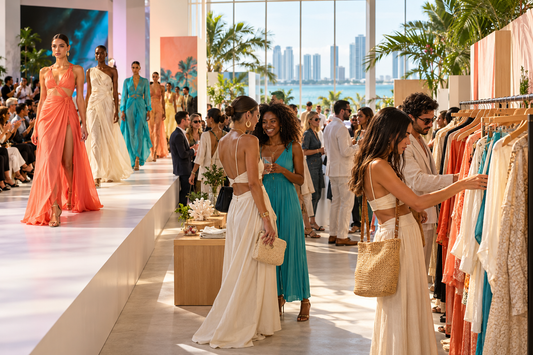 Original editorial image of a Miami runway connected to a curated fashion retail pop-up