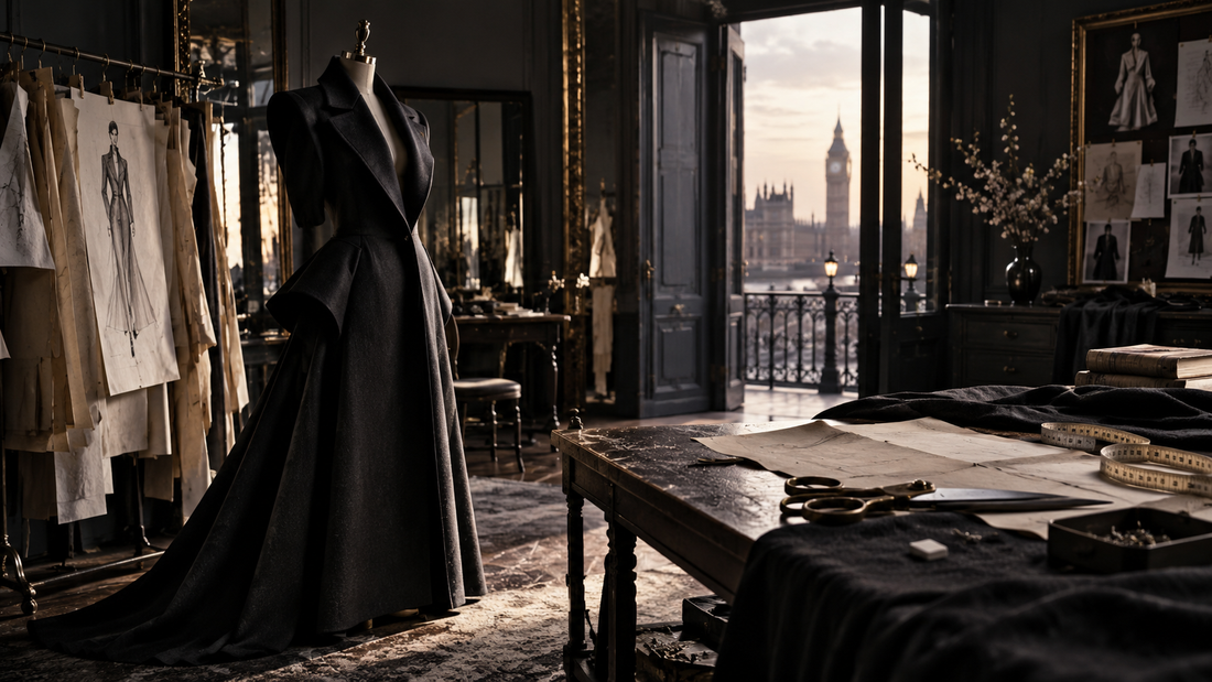Original editorial image of an empty London tailoring atelier representing a fashion house leadership transition